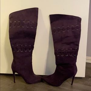 Purple suede boots